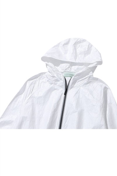 製造白色連帽風衣外套  訂做防水防風杜邦紙輕便風褸外套  風褸外套供應商  SKJ077 細節-2
